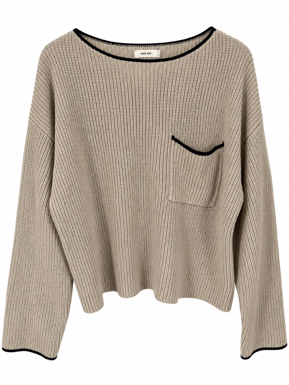 Mod Ref Taupe Crewneck Sweater with Black Trim size small